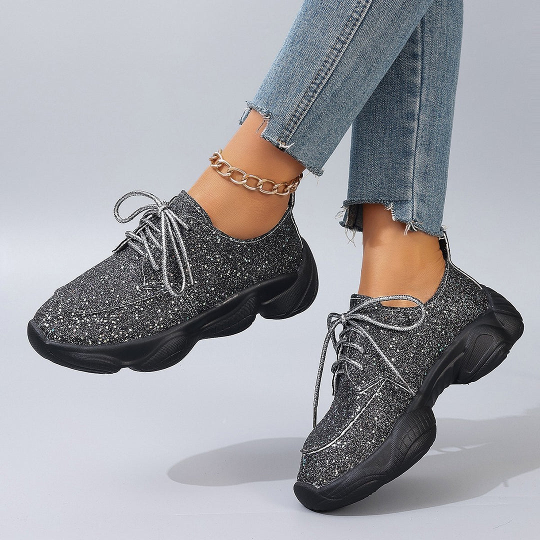 Dame Sporty Glitter Sneakers med skridsikret sål og åndbar forarbejdning Stilla