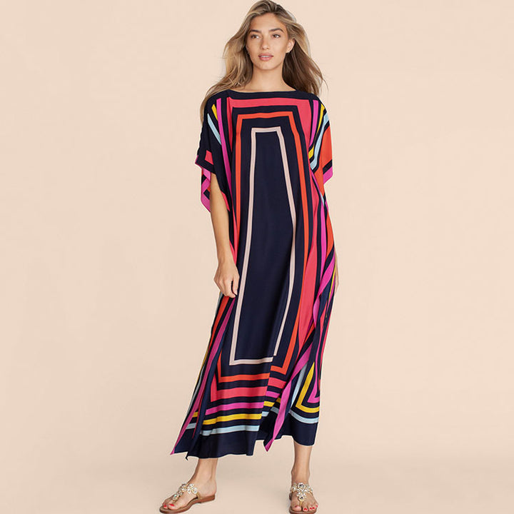 Dame Strandtunika med moderne geometrisk design Stilla