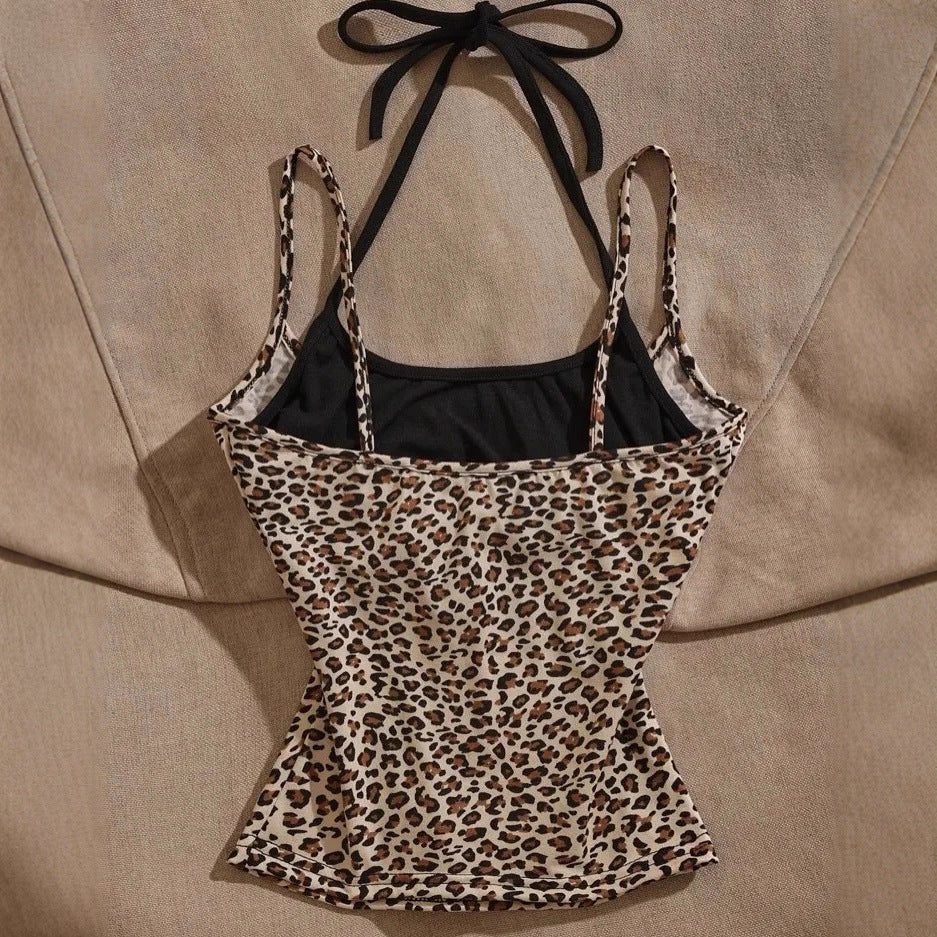 Dame Let top med leopardmønster Skovae