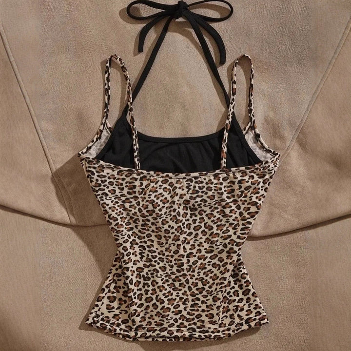 Dame Let top med leopardmønster Skovae