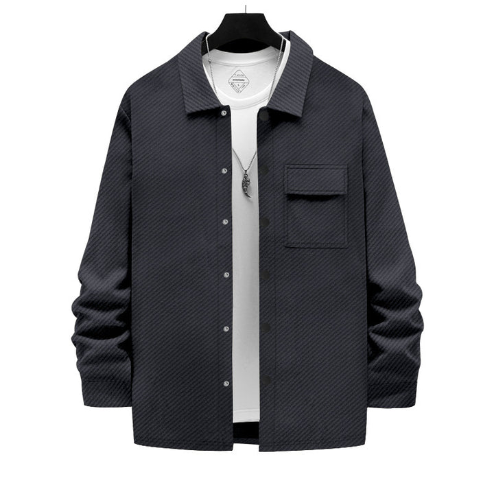 Herrer afslappet button-down skjortejakke med brystlomme og struktureret design Stilla