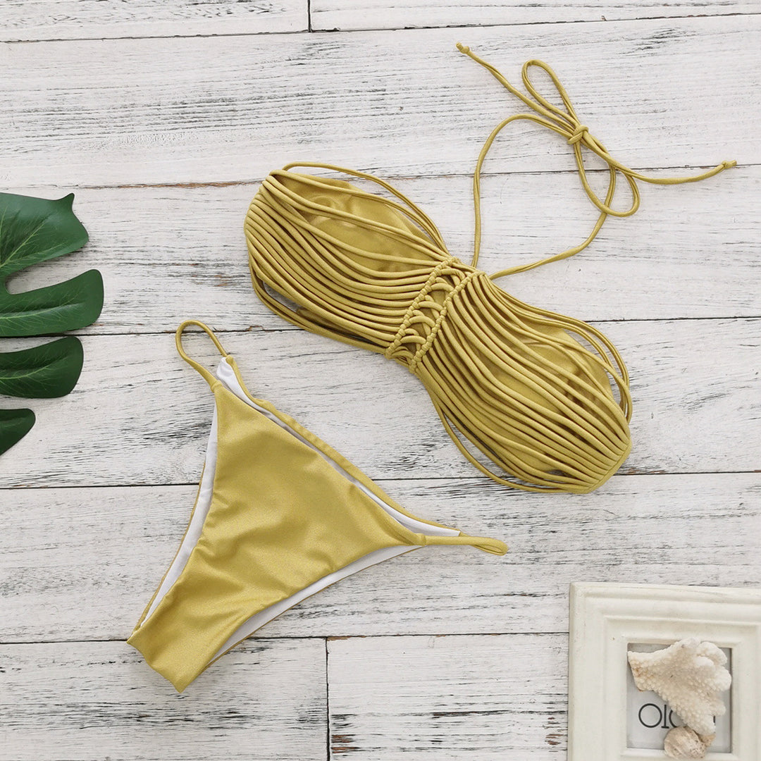 Dame Bikini-sæt med innovativ snøredesign og elastiske stropper Stilla