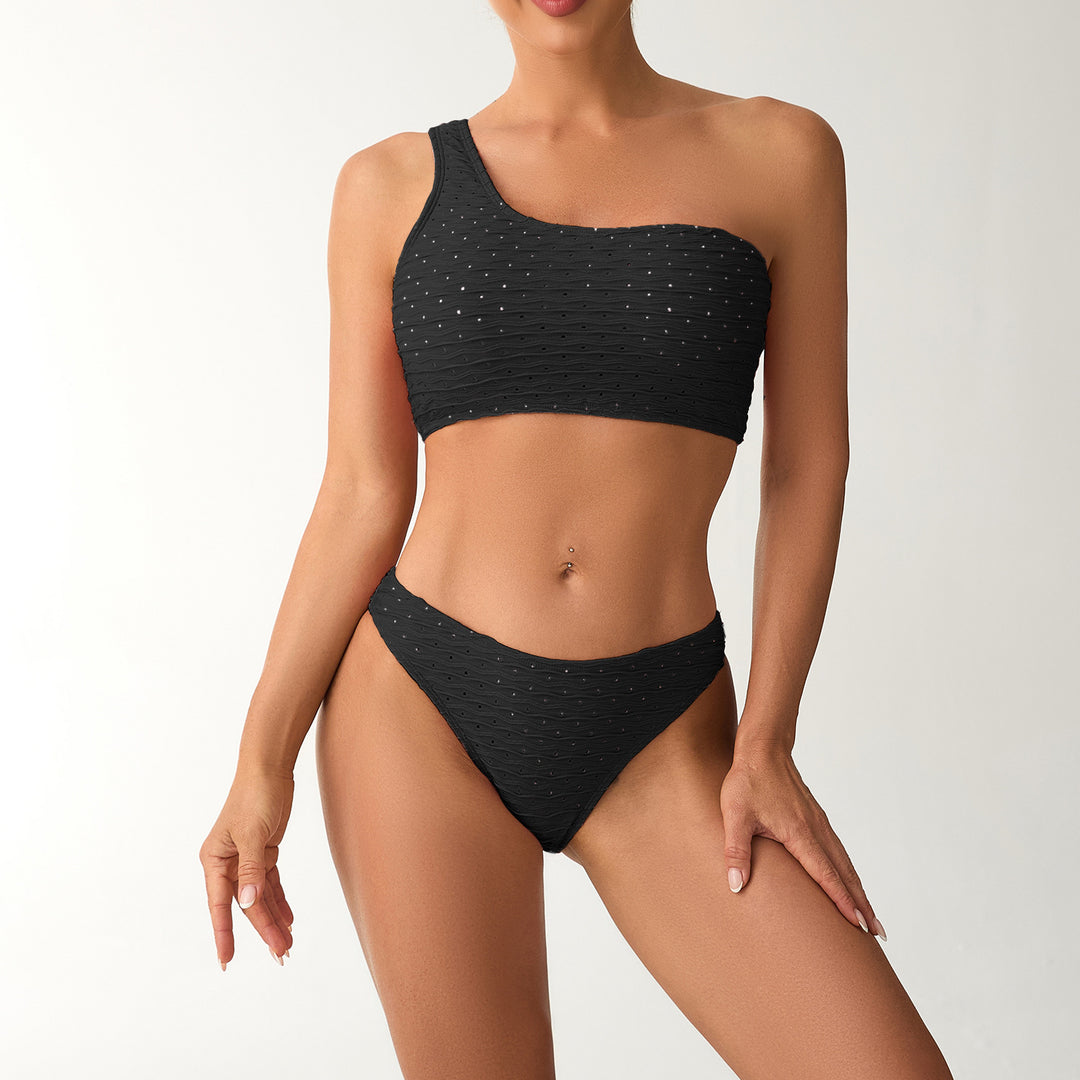 Dame Bikini-sæt med asymmetrisk top og særligt elastisk materiale Stilla