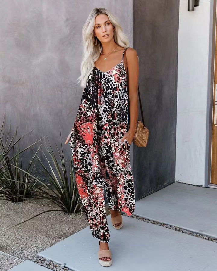 Dame Maximalt Fritids-Jumpsuit med Spaghettistropper Stilla