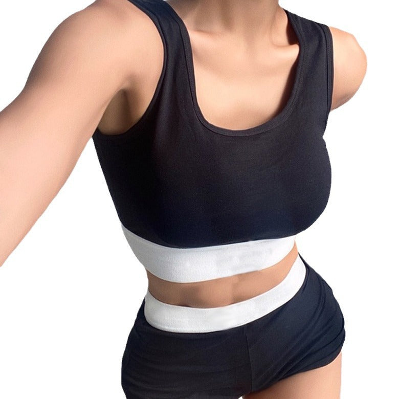 Femme Athletic Crop Top og High-Waisted Shorts Sæt Stilla