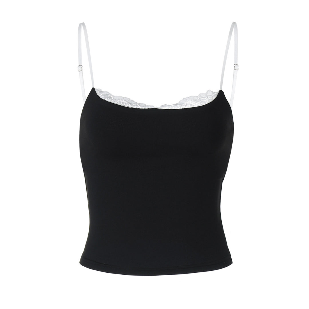 Damer Crop-Top med delikat spidskant og smalle stropper Skovae