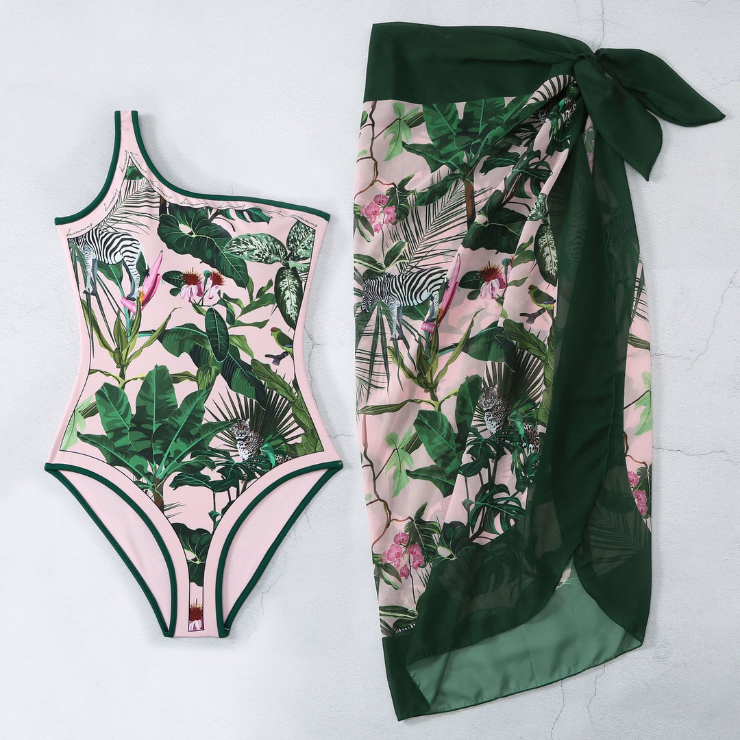 Dame strandhåndklæde med blomsterdesign og moderne indpakningsstil Stilla