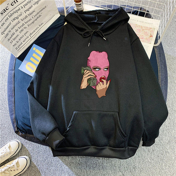Dame hoodie med kunstnerisk grafisk design Skovae
