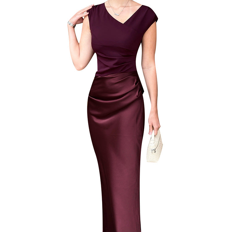 Kvinder Elegant Maxi Kjole med Asymmetrisk Snit og Figurhuggende Design Stilla
