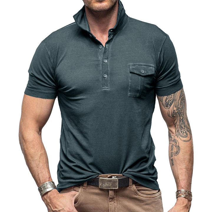 Herrer Poloshirt med praktisk brystlomme og moderne ståkrave Stilla
