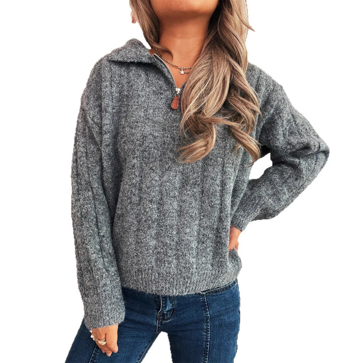 Kvinders afslappede sweater med opretstående krave og korte ærmer Stilla