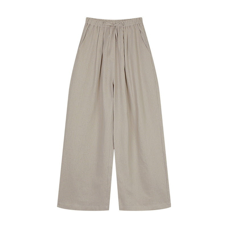 Kvinder brede linned-culotte med elastisk talje og sidelommer Stilla