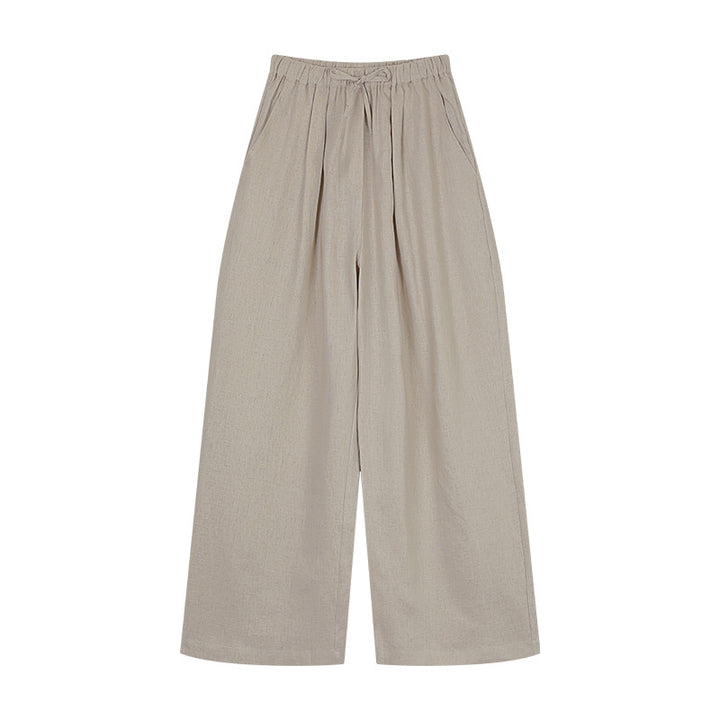 Kvinder brede linned-culotte med elastisk talje og sidelommer Stilla