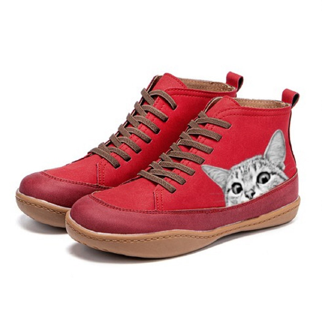 Dame moderigtige Sneakers med unikt kattemotiv Stilla