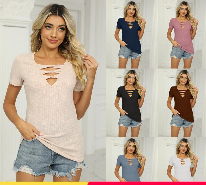 Dame modesch T-shirt med særlige cut-outs Stilla