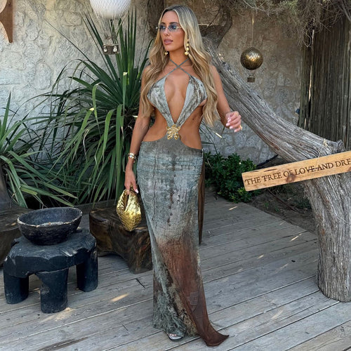 Dame Maxi-kjole med forførende cut-out og innovativ draperingsdesign Stilla