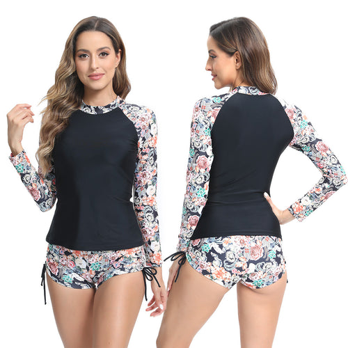 Dame Langærmet Blomster mønster Rash Guard Sæt Stilla