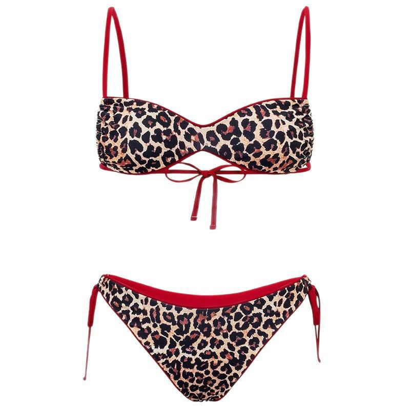 Dame Push-Up Bikini med detaljeret dyreprint og justerbare stropper Skovae