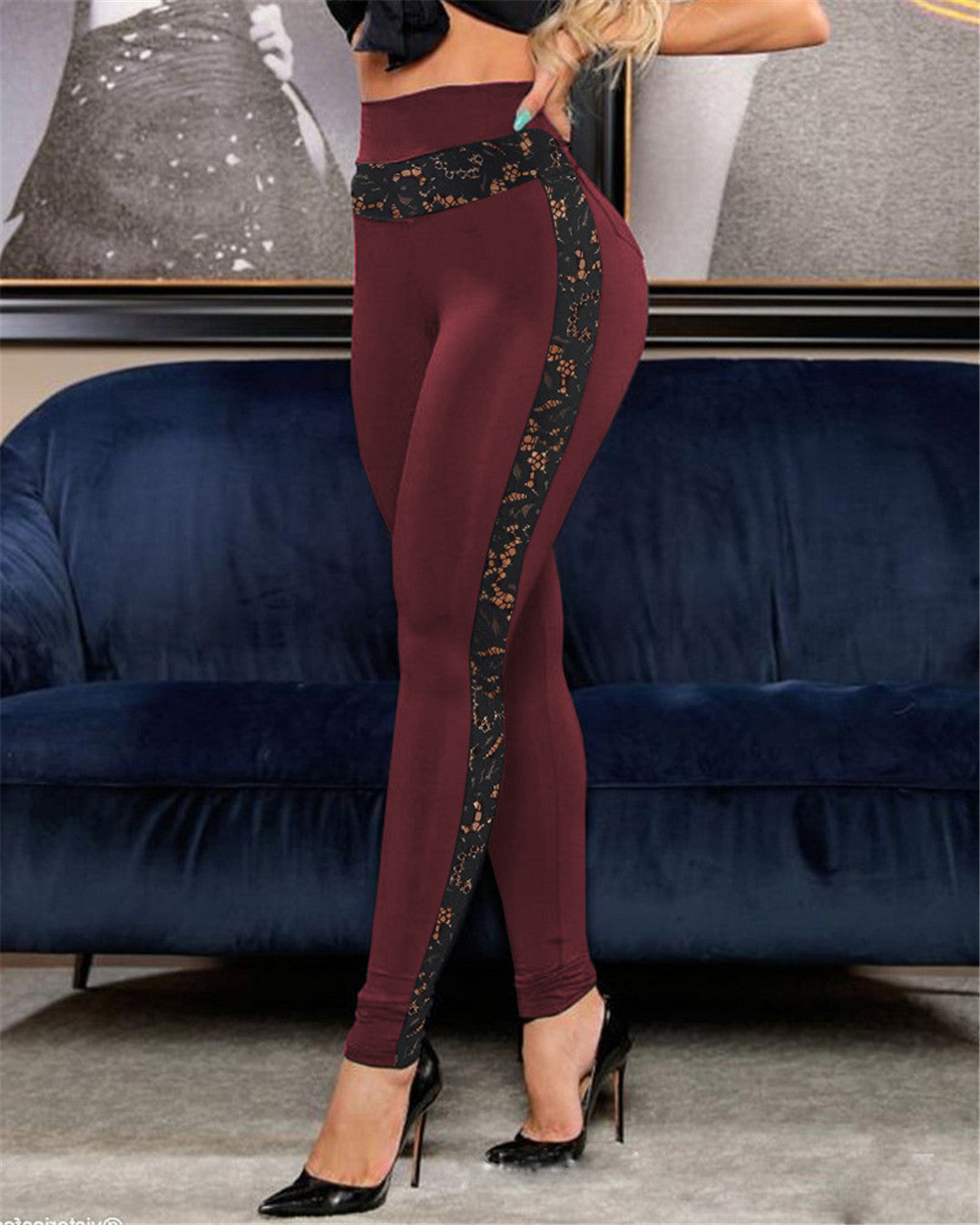 Dame leggings med elegante spidses detaljer og høj talje Stilla
