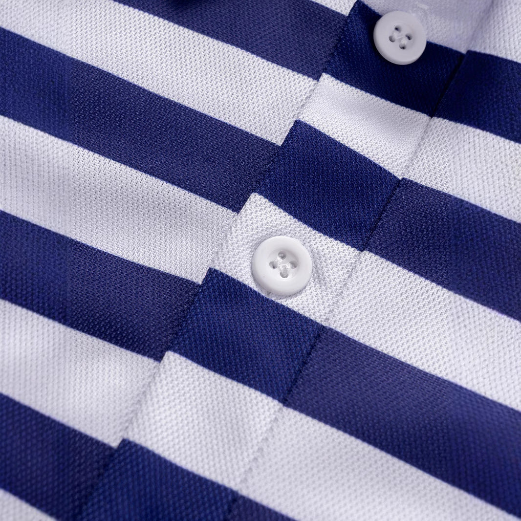 Herrer Langærmet Polo-shirt med moderne stribemønster og komfortabel krave Stilla