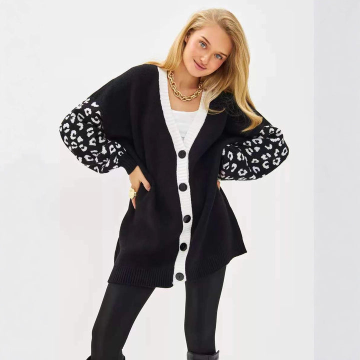 Kvinders fashionable strikket cardigan med suedærmer Stilla