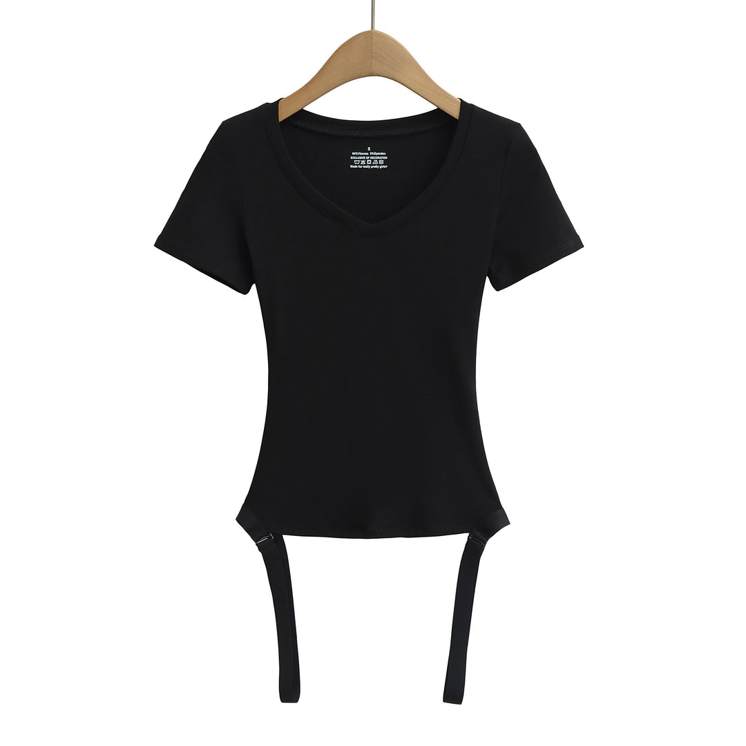Dame sporty V-udskæring T-shirt med justerbare stropper og tætsiddende pasform Stilla