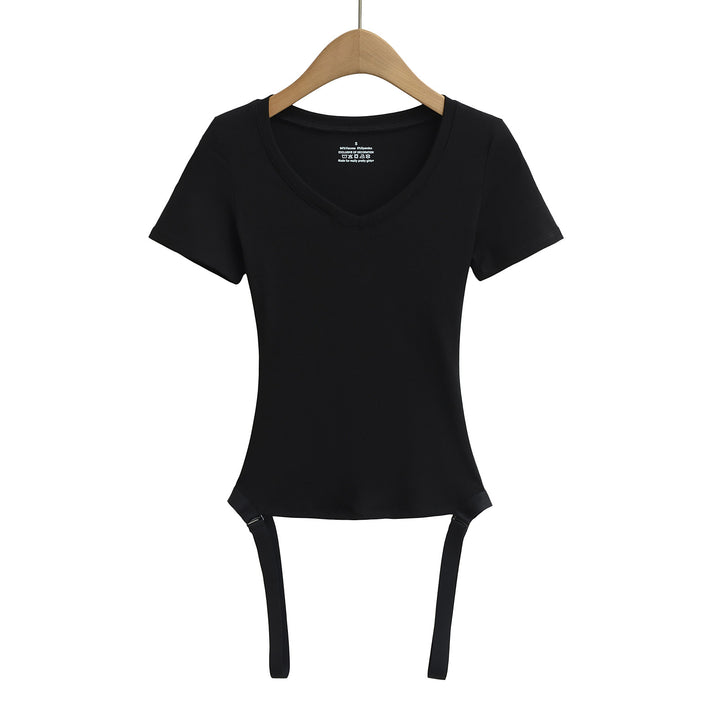 Dame sporty V-udskæring T-shirt med justerbare stropper og tætsiddende pasform Stilla