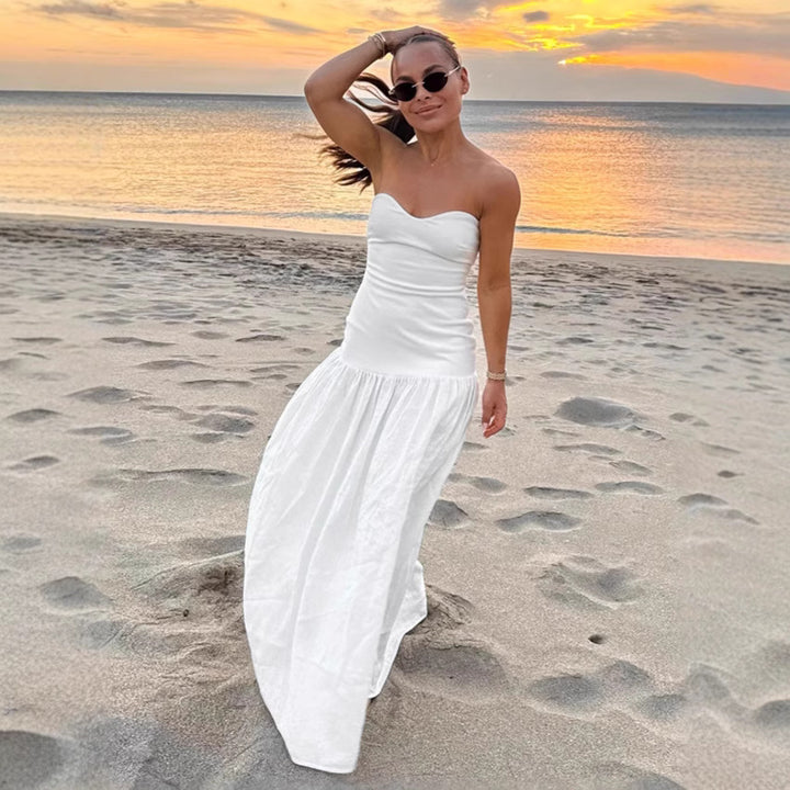 Dame Maxi-kjole med off-shoulder design og flydende søm Stilla