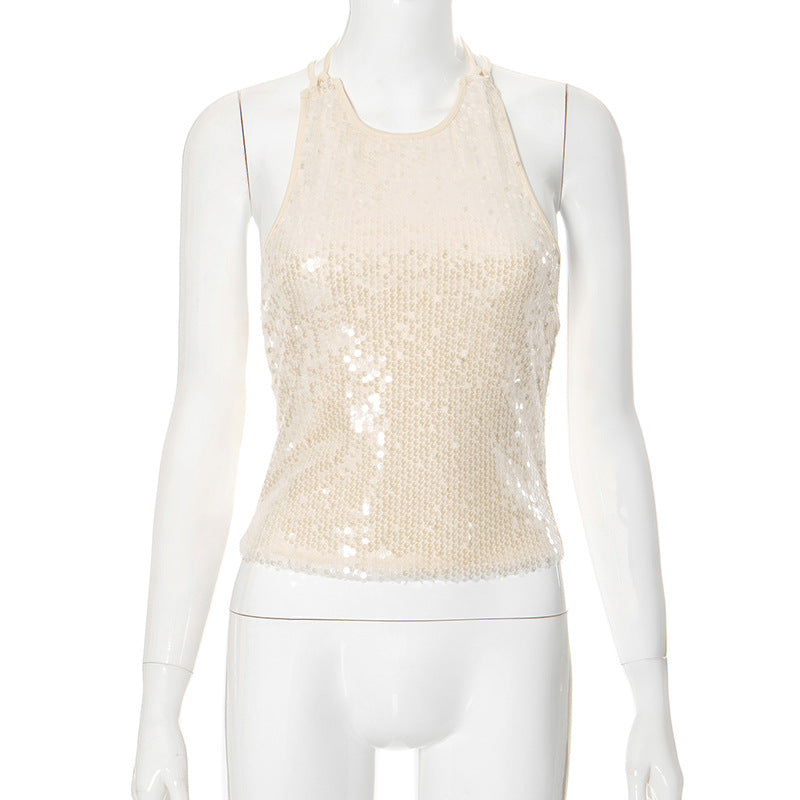 Femme Pailletter Halter Top Stilla