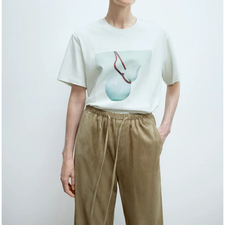 Dame afslappet T-shirt med kreativ grafisk tryk og løs pasform Stilla
