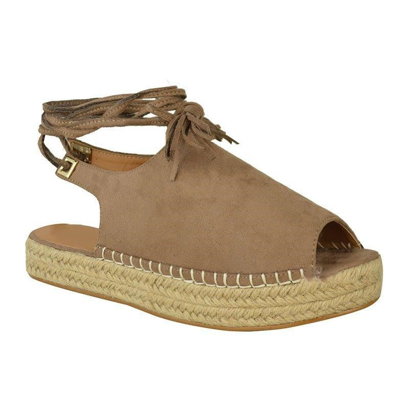 Dame elegante Espadrillos med flettet jutesål og snørebånd Stilla
