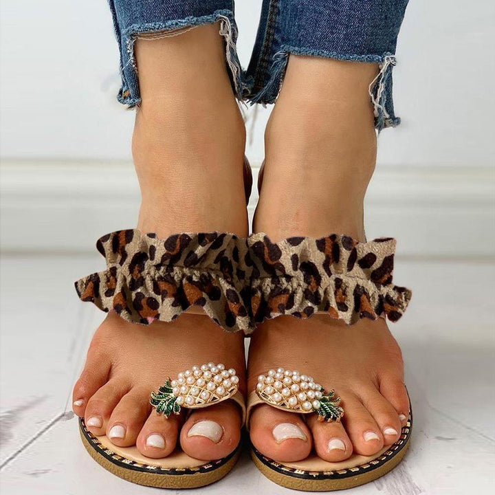 Dame slippers med frugtigt design og flæser Stilla