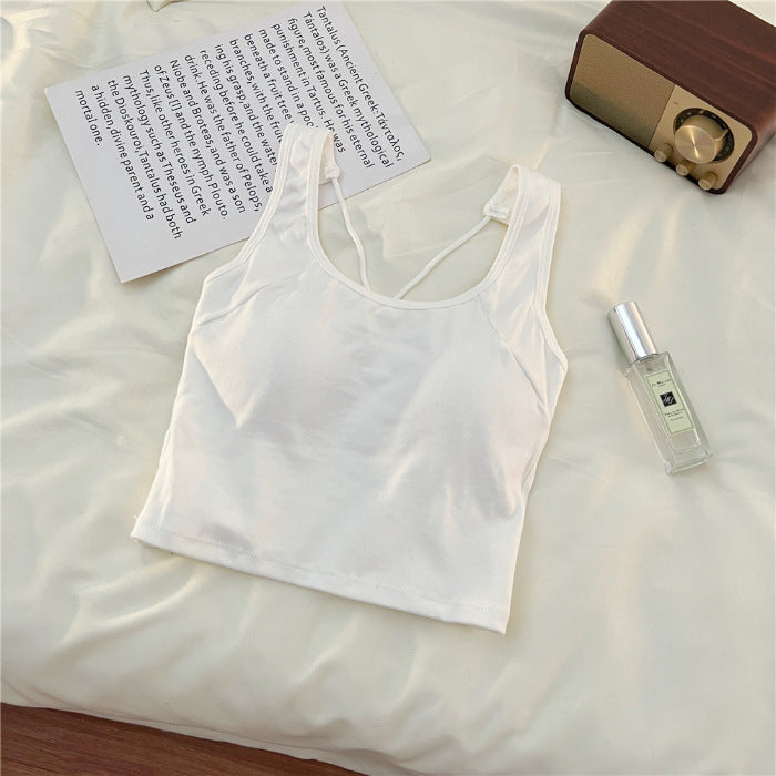 Femme Stilfuld Korte Tanktop med Komplekst Stropdesign Stilla