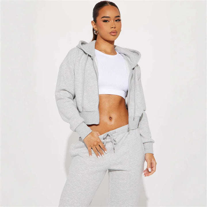 Dame afslappet hoodie- og joggingbukser-sæt med justerbar talje Stilla