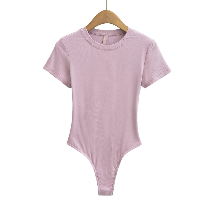 Dame figurnær Bodysuit i høj kvalitet rib-stof med kort ærme Stilla