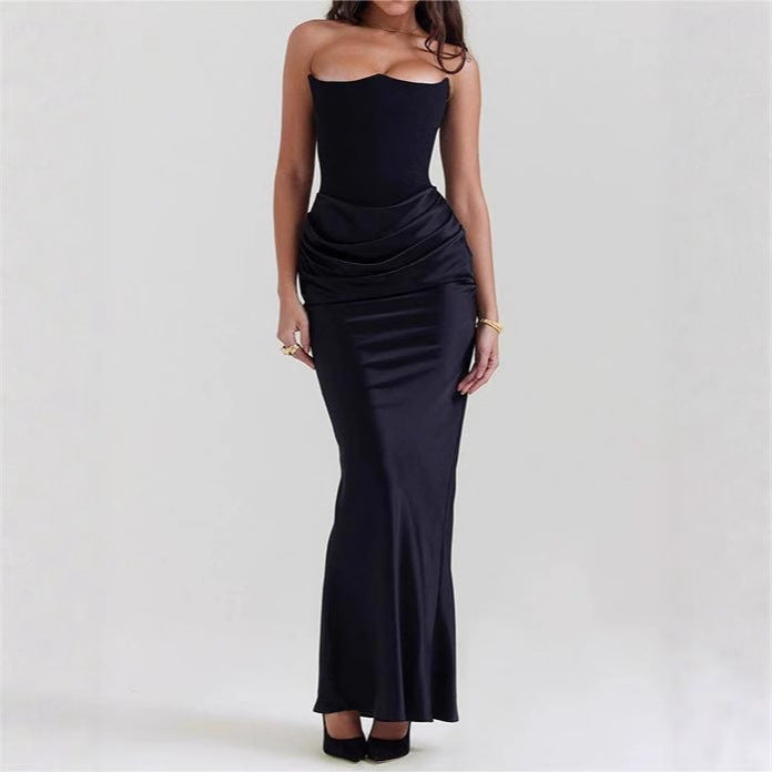 Dame Strapless Aftenkjole med raffineret Drapé Stilla