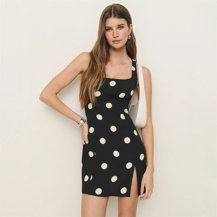 Damer Minikjole med polka-dot mønster og sidelængde Stilla