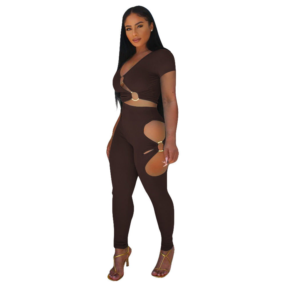 Dame figurtilpasset Cut-Out-jumpsuit med eksklusive accenter Stilla