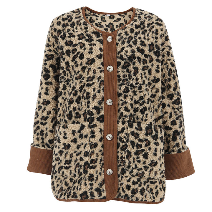 Dame kort frakke med livlig dyreprint og fleece-for Stilla