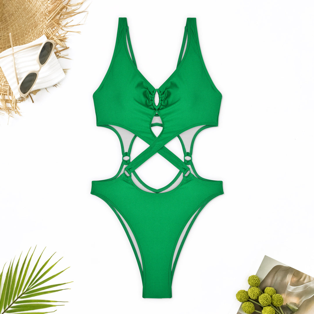 Dame én-delt badedragt med innovativt indpakningsdesign og legende cut-out-detaljer Stilla