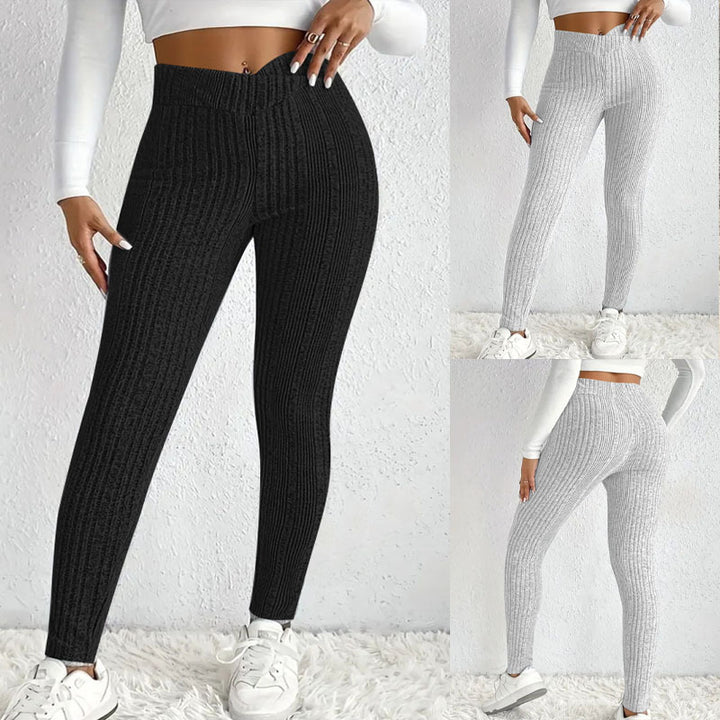 Høj talje ribbede leggings til kvinder Stilla