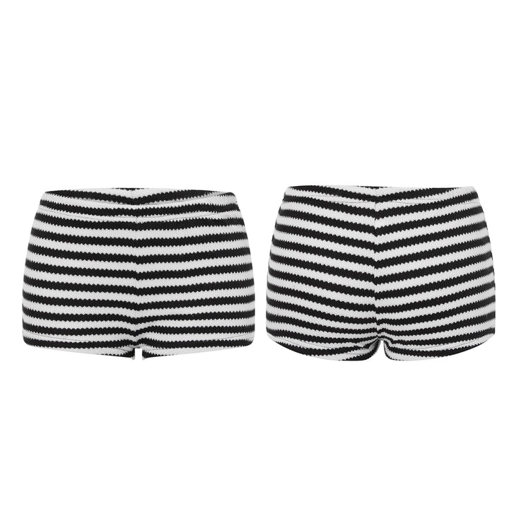 Dame mini-shorts med stribet strikmønster Skovae