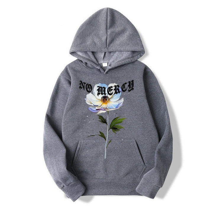 Kvinders hoodie med blomsterprint og fremtrædende tryk Skovae