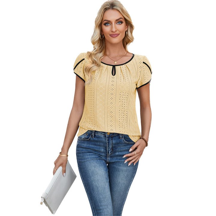 Dame tunika-bluse med raffinerede cut-out-detaljer Stilla