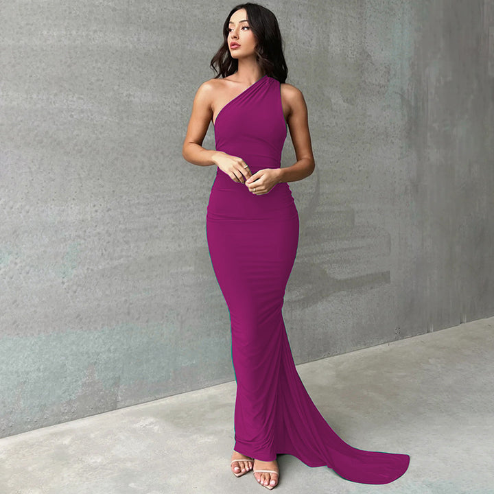 Damer Elegant One-Shoulder Aftenkjole Skovae