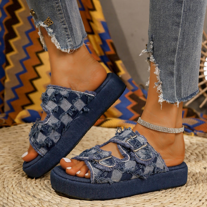 Dame Trendy Denim Platform Sko Stilla
