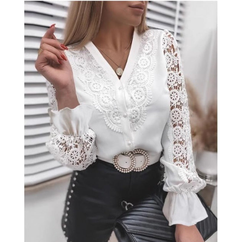 Damer elegant bluse med flæse detaljer Stilla