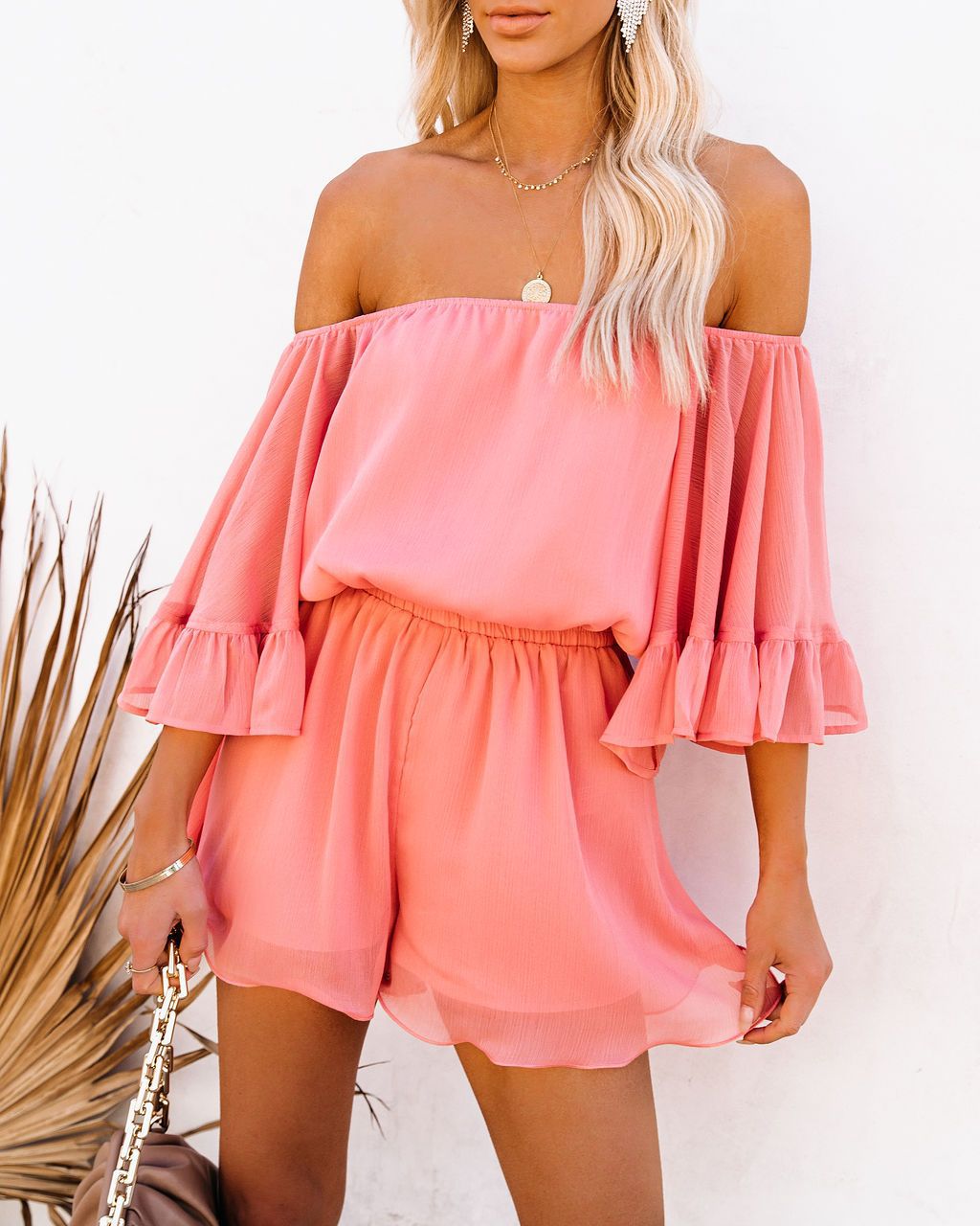 Kvinder Off-Shoulder Kort Overall med Voluminøse ærmer Stilla