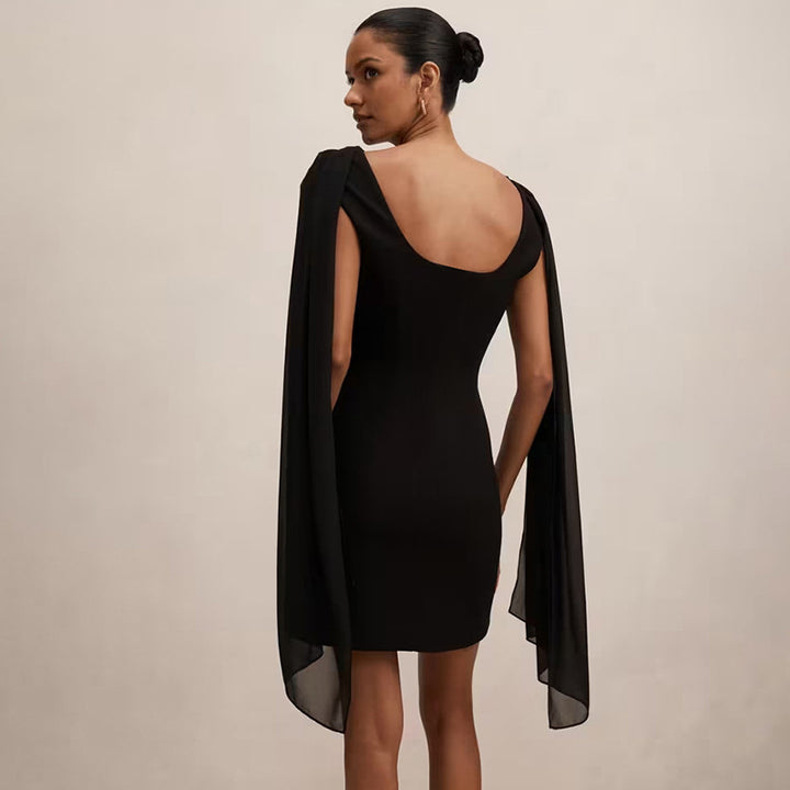 Damen Elegantes Wickelkleid mit drapierter Schulterpartie Skovae