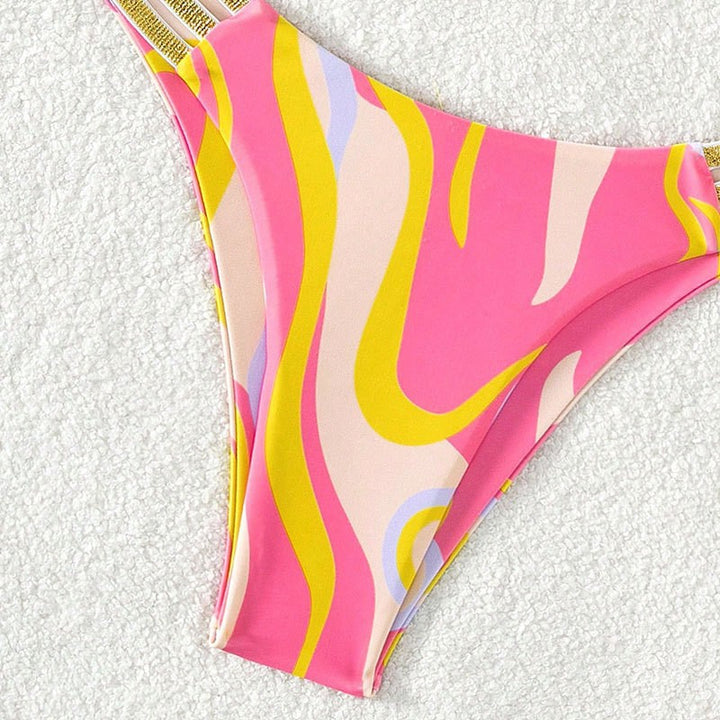 Dame Farverig Mix-Media Bikini Top med justerbare stropper fra Skovae